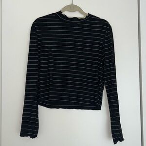 Black striped long sleeve mock neck